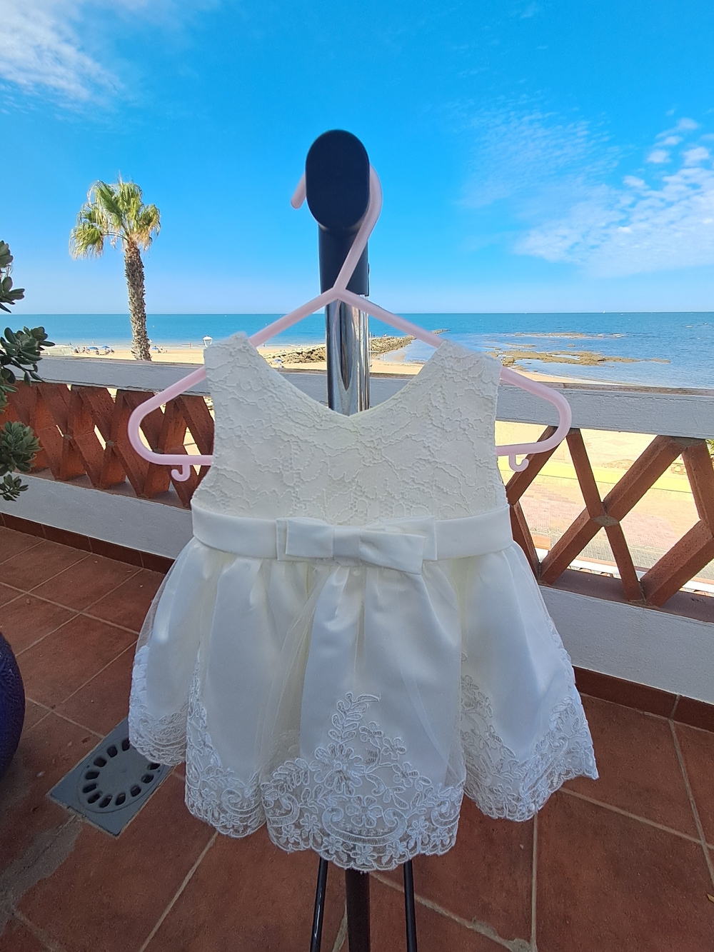Ivory Lace Baby Dress with Bow